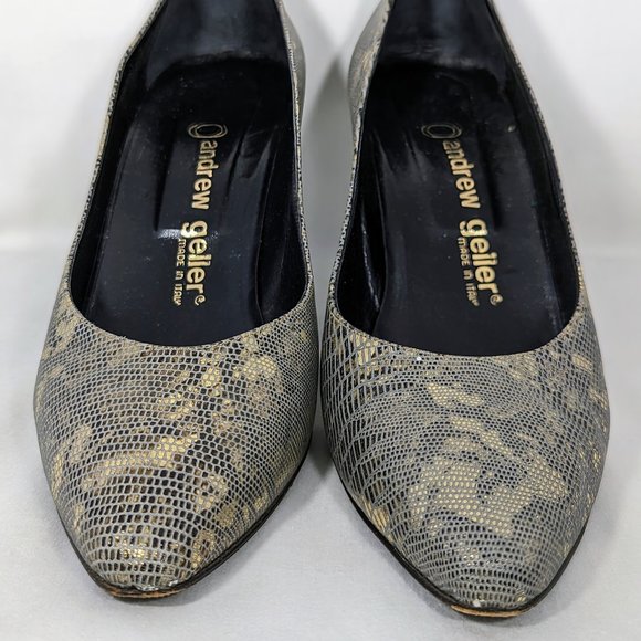 Sz 8 Vintage Italian Leather Closed Toe Heel Pump In Original Box, Andrew Geller - Picture 5 of 11